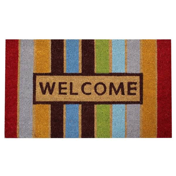 Shop Porch Den Homestead Striped Welcome Multicolored Coir