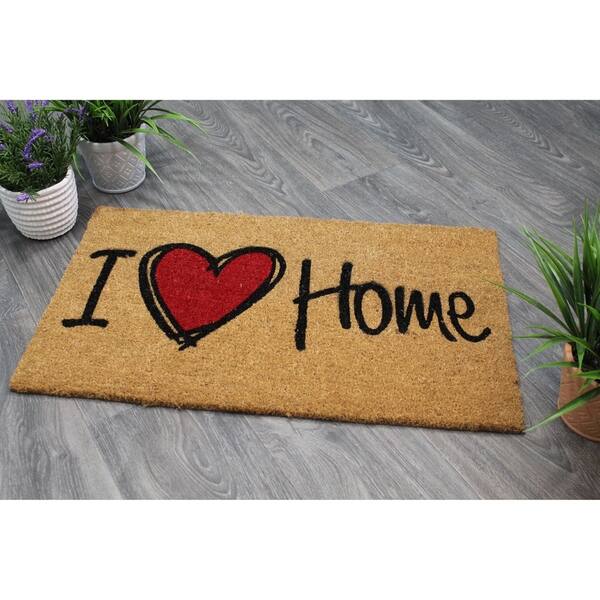 Shop Porch Den Homestead Heart Home Beige Red Coir Doormat