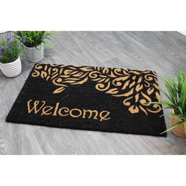 Shop Porch Den Homestead Paisley Welcome Black Beige Coir
