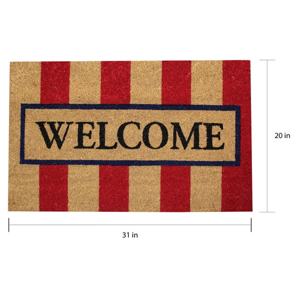 Shop Porch Den Homestead Striped Welcome Red Beige Coir