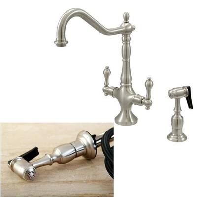 Kingston Brass Heritage Brushed Nickel Two-Hole Mount Kitchen Faucet