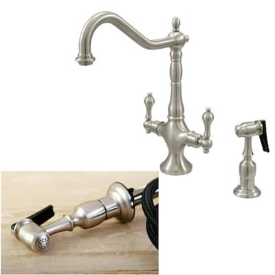 Kingston Brass Heritage Brushed Nickel Two-Hole Mount Kitchen Faucet