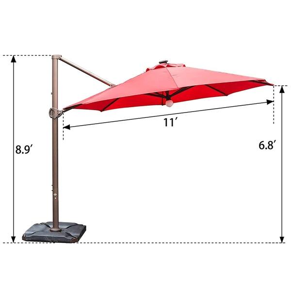 Shop Black Friday Deals On Acapulco 11 Foot Solar Powered Offset Cantilever Patio Umbrella With Cross Base By Havenside Home Overstock 28704642