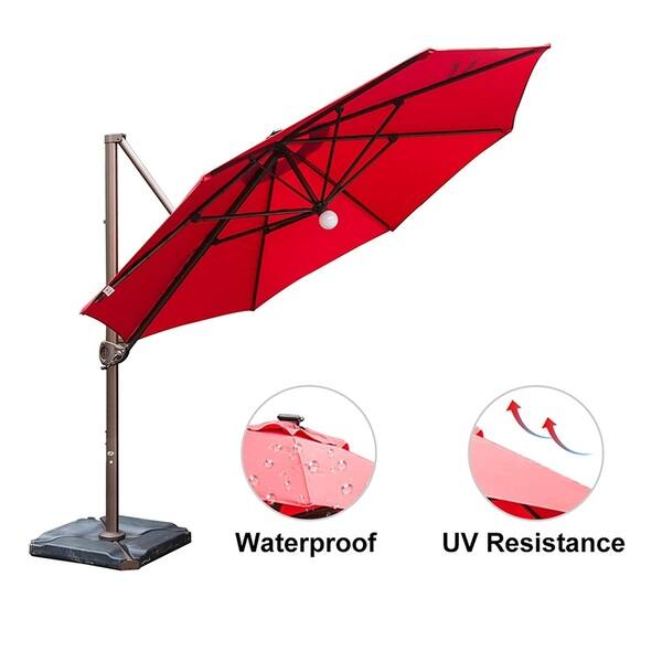 Shop Black Friday Deals On Acapulco 11 Foot Solar Powered Offset Cantilever Patio Umbrella With Cross Base By Havenside Home Overstock 28704642