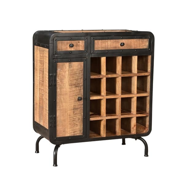 slide 7 of 8, Carmine Modern Industrial Mango Wood Wine Rack by Christopher Knight Home
