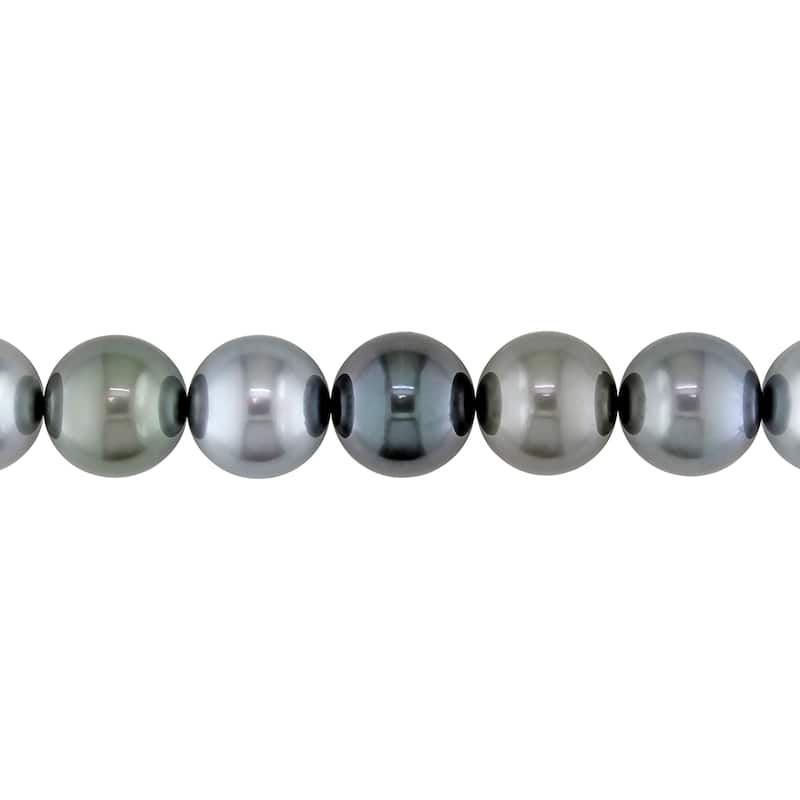 Miadora 14k White Gold Tahitian Cultured Pearl Necklace with Diamond Ball Clasp (13-14 mm)