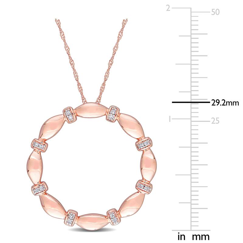 Miadora 10k Rose Gold 1/10ct TDW Diamond Quilted Circle of Life Necklace