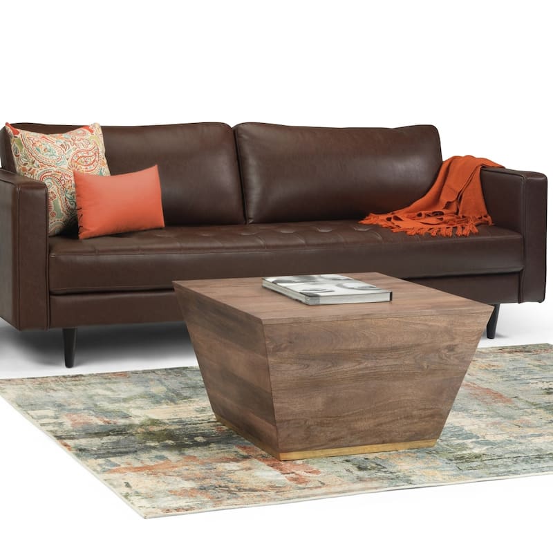 WYNDENHALL Gillean Solid Mango Wood 28 inch Wide Square Modern Coffee Table - 28 x 28 x 18.5 - Dark Brown