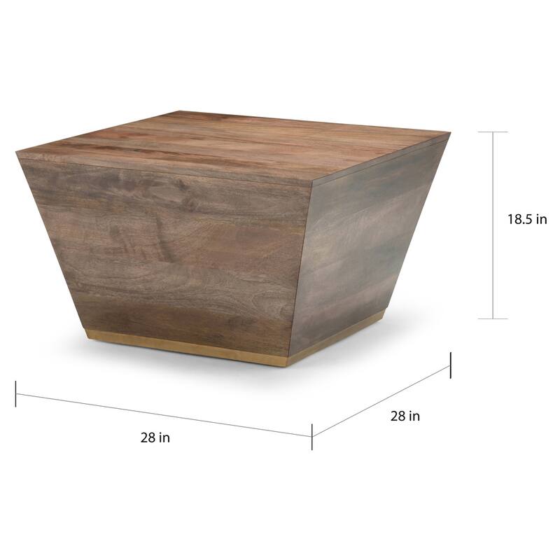 WYNDENHALL Gillean Solid Mango Wood 28 inch Wide Square Modern Coffee Table - 28 x 28 x 18.5