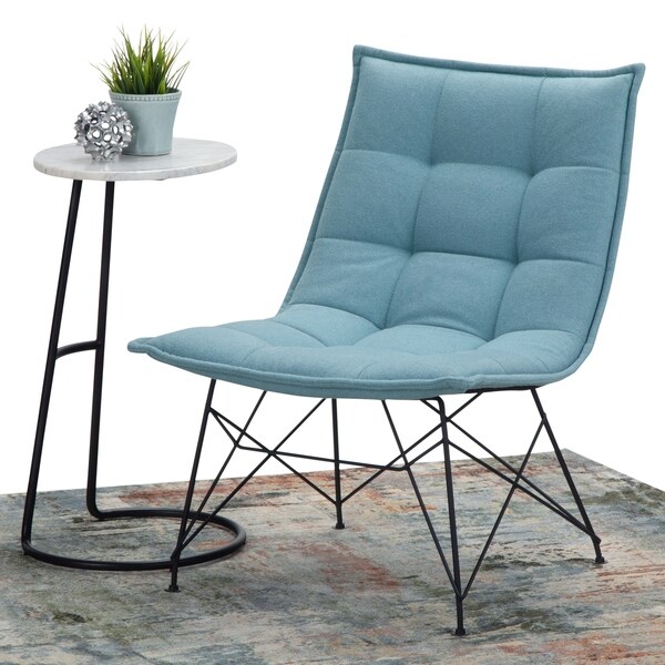 Shop WYNDENHALL Kaison 24 inch Wide Contemporary Accent Chair in Aqua