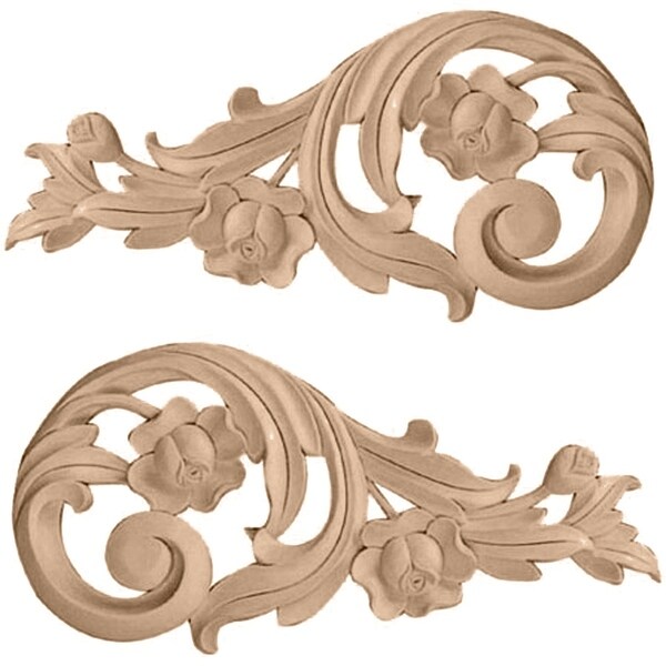 7 1/2"W x 3 1/2"H x 1/2"D (Each Side) Small Rose Scrolls (Pair)