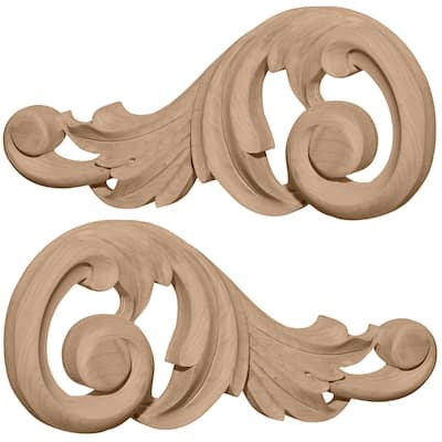7 1/8"W x 3 1/8"H x 5/8"D (Each Side) Small Swaying Scrolls (Pair)