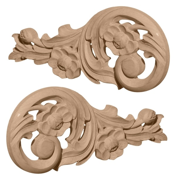 7 1/2"W x 3 1/2"H x 1/2"D (Each Side) Small Springtime Scrolls (Pair)