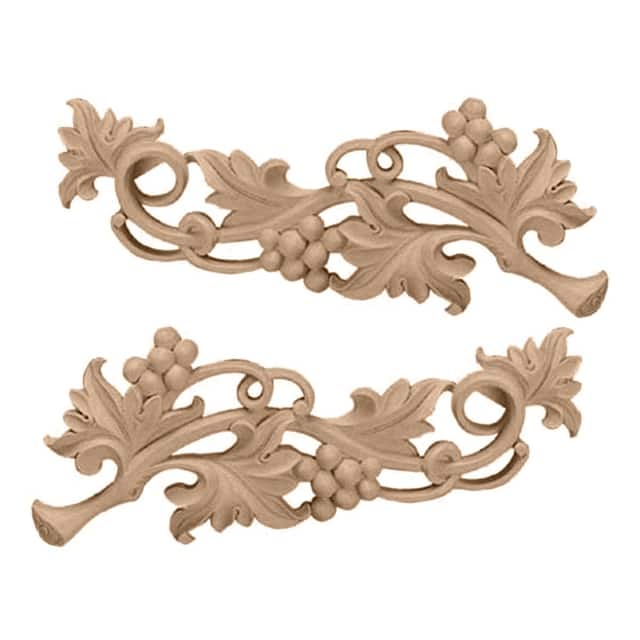 14 1/2"W x 5 5/8"H x 1"D (Each Side) Large Grape Scrolls (Pair) - Cherry - 1-Pack