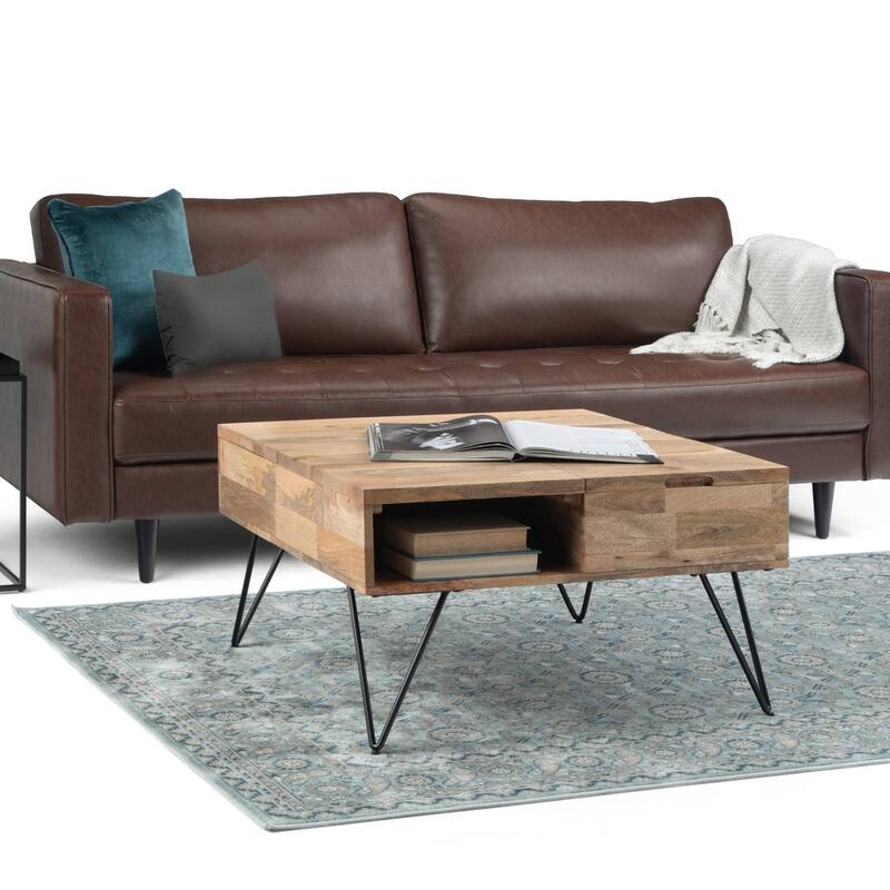 WYNDENHALL Moreno 32 inch Wide Square Industrial Lift Top Coffee Table - 32.1 x 32.1 x 18.1