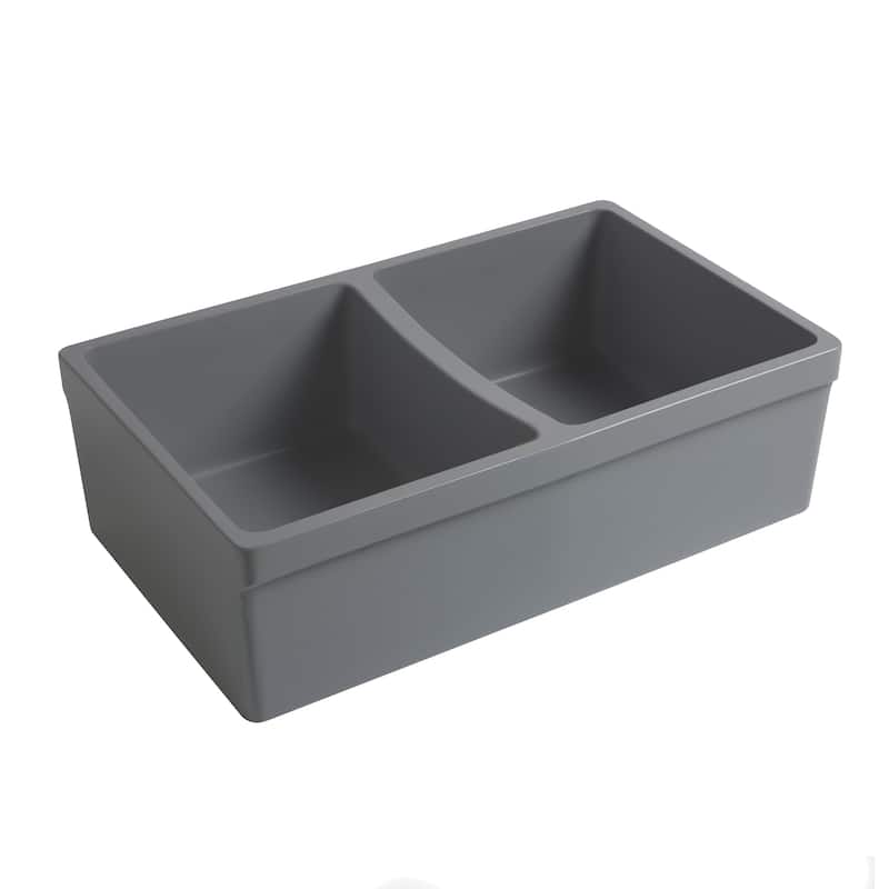 Whitehaus Reversible Matte Double Bowl Fireclay Kitchen Sink