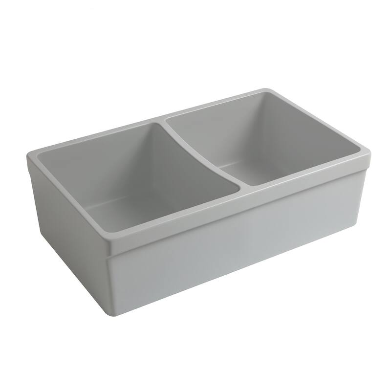 Whitehaus Reversible Matte Double Bowl Fireclay Kitchen Sink