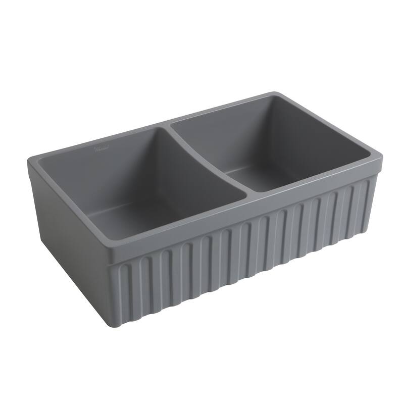 Whitehaus Reversible Matte Double Bowl Fireclay Kitchen Sink