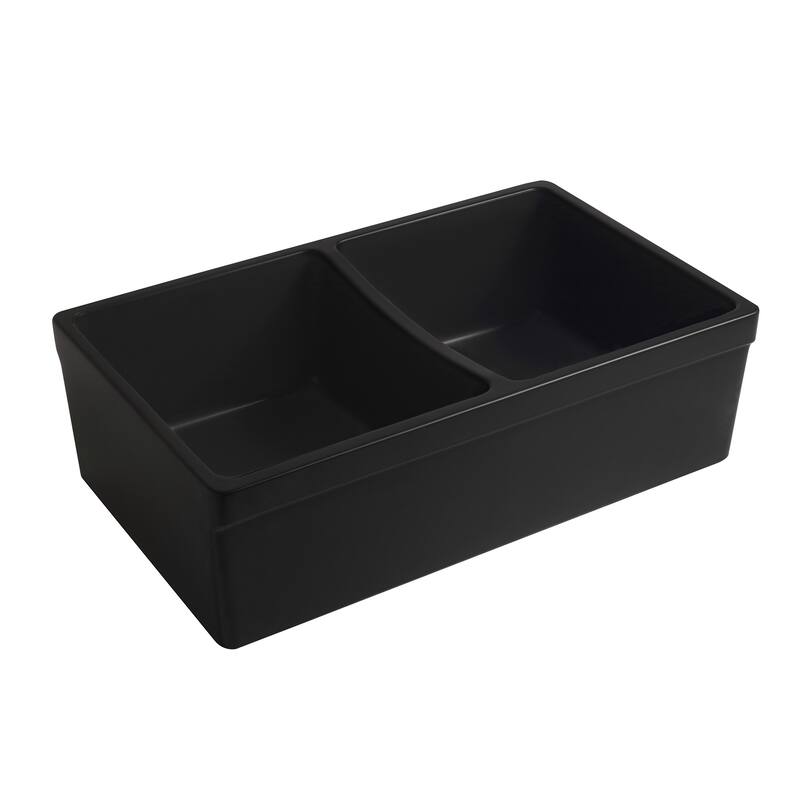 Whitehaus Reversible Matte Double Bowl Fireclay Kitchen Sink