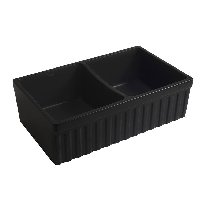 Whitehaus Reversible Matte Double Bowl Fireclay Kitchen Sink