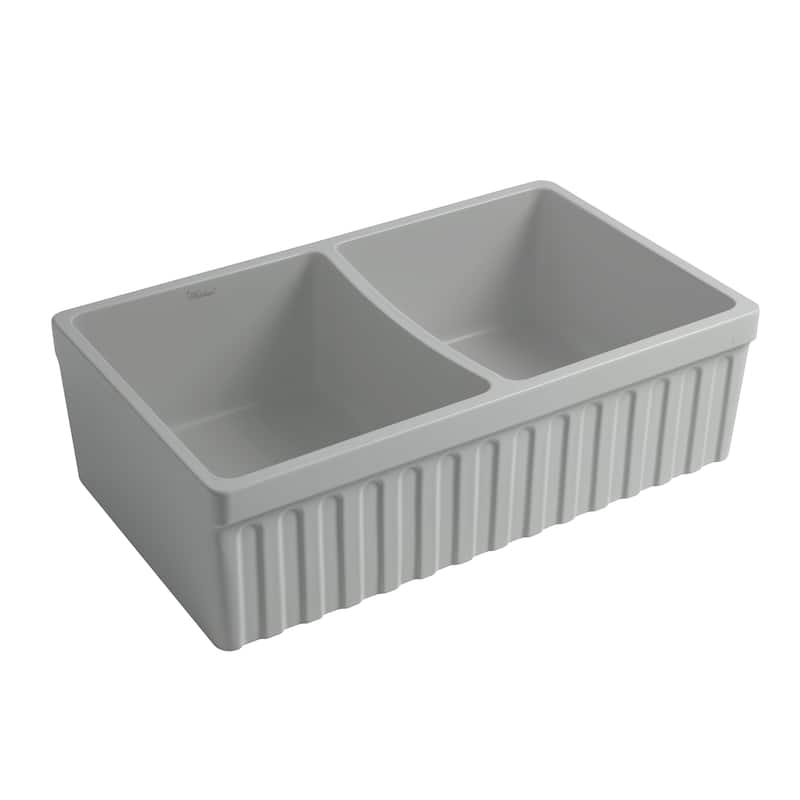 Whitehaus Reversible Matte Double Bowl Fireclay Kitchen Sink