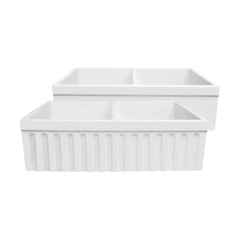 Whitehaus Reversible Matte Double Bowl Fireclay Kitchen Sink
