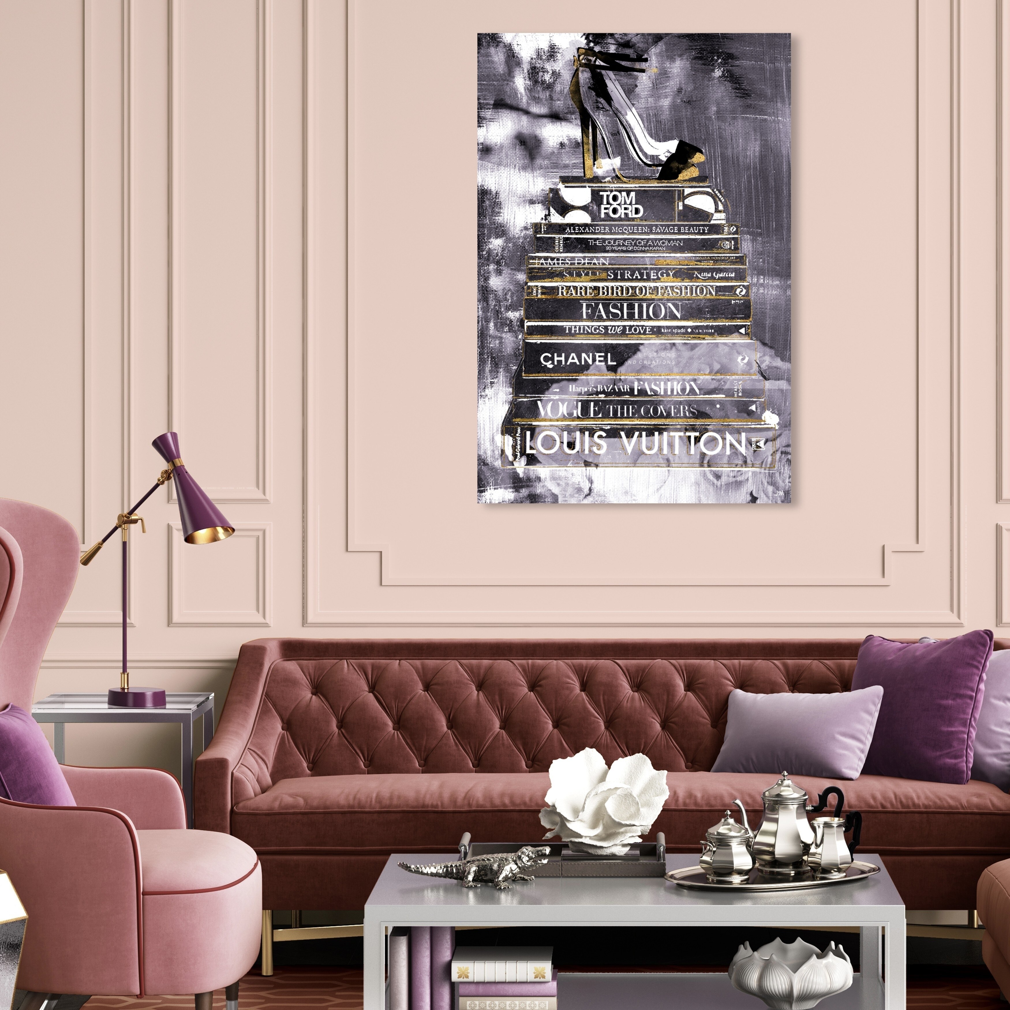 Oliver Gal 'Lectures In Amethyst' Fashion and Glam Wall Art Canvas Print -  Black, Gray - Bed Bath & Beyond - 28416936