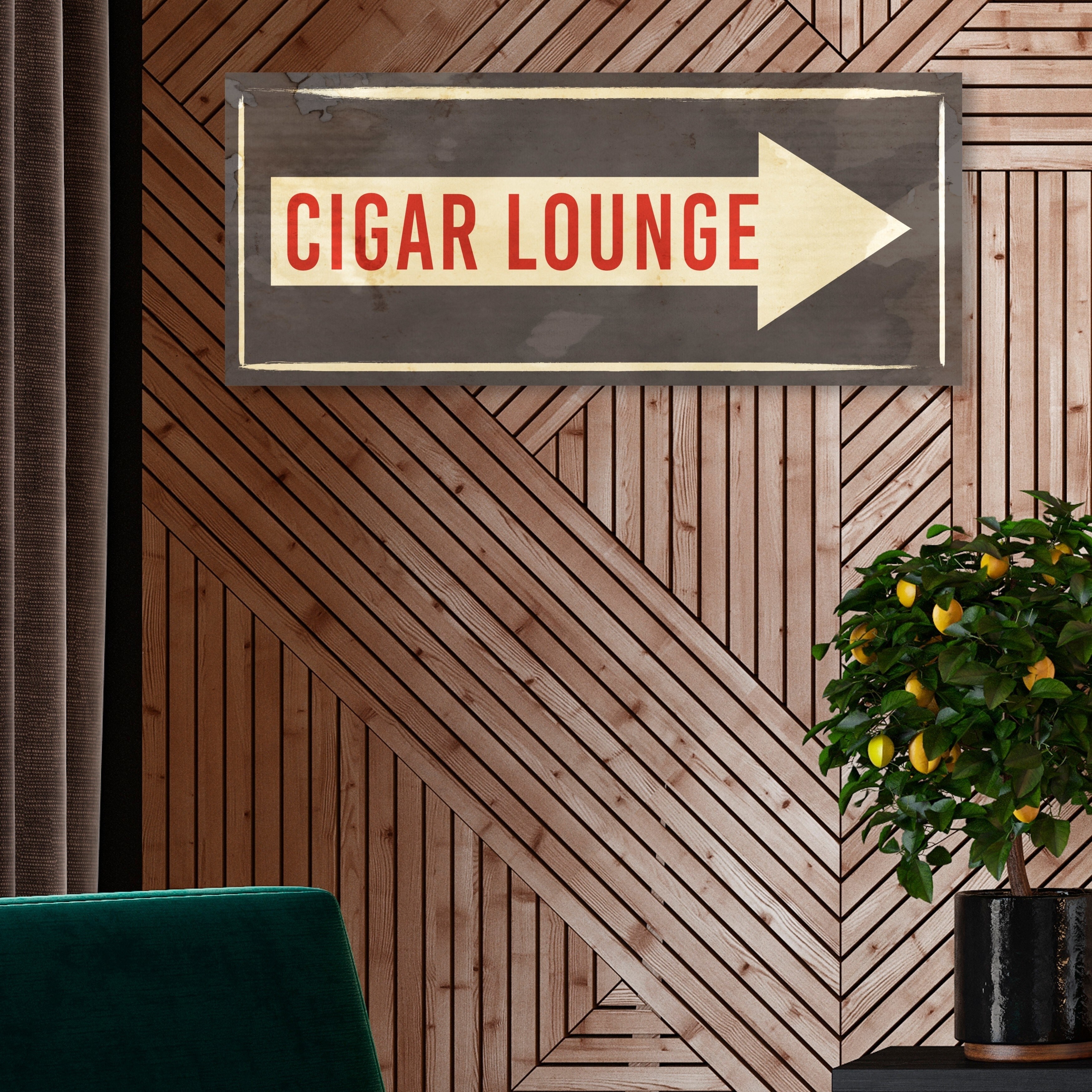 Shop Oliver Gal Cigar Lounge Sign Typography And Quotes Wall Art Canvas Print Gray Red Overstock 28711655