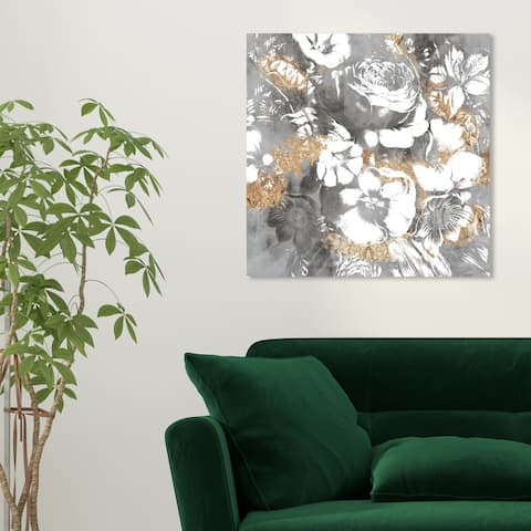 Oliver Gal 'Requiem Flora' Floral and Botanical Wall Art Canvas Print - Gray, Gold