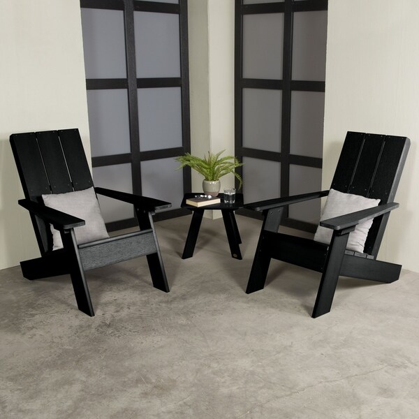2 Barcelona Modern Adirondack Chairs, 1 Barcelona Side Table