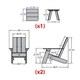 2 Barcelona Modern Adirondack Chairs, 1 Barcelona Side Table - Thumbnail 1