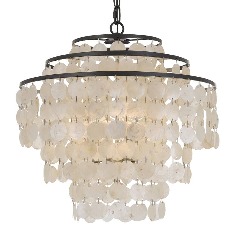Brielle 4-light Dark Bronze/ Capiz Shell Chandelier