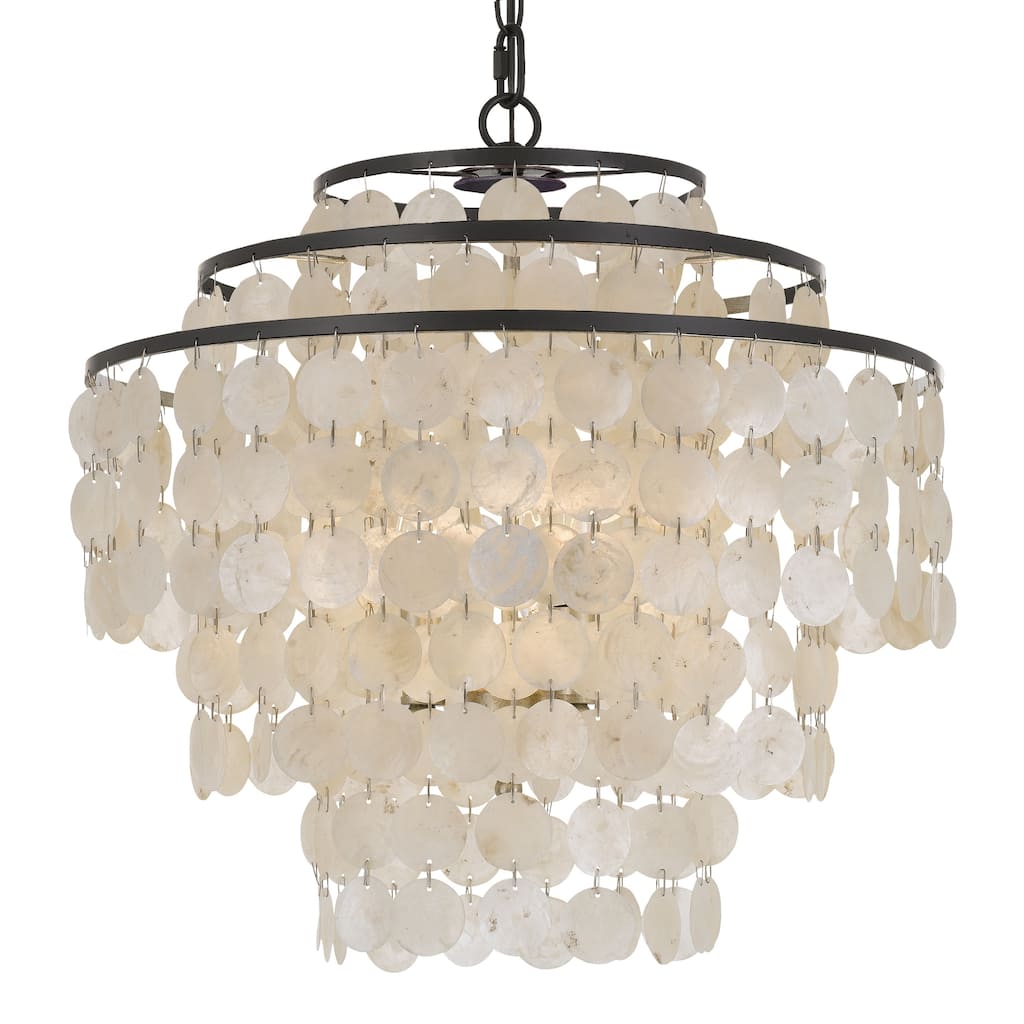 Brielle 4-light Dark Bronze/ Capiz Shell Chandelier