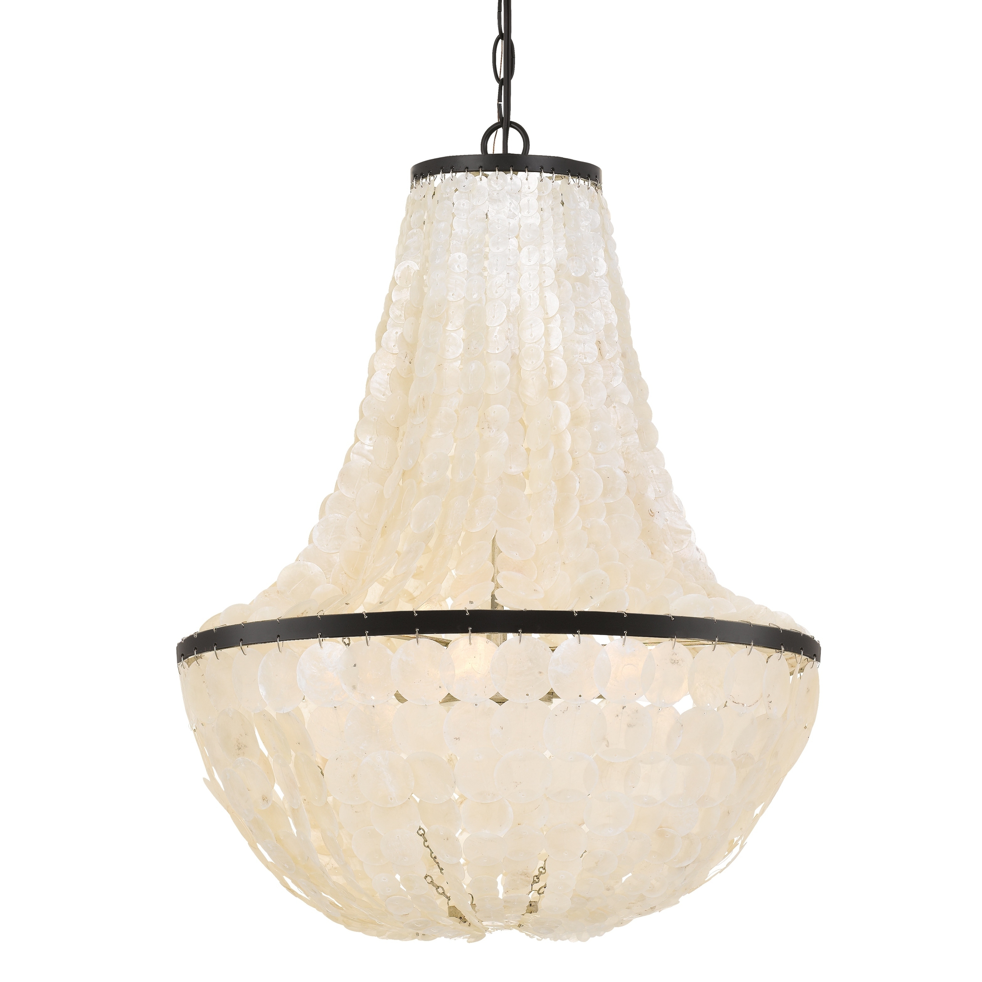 Brielle 6-light Dark Bronze/ Capiz Shell Chandelier