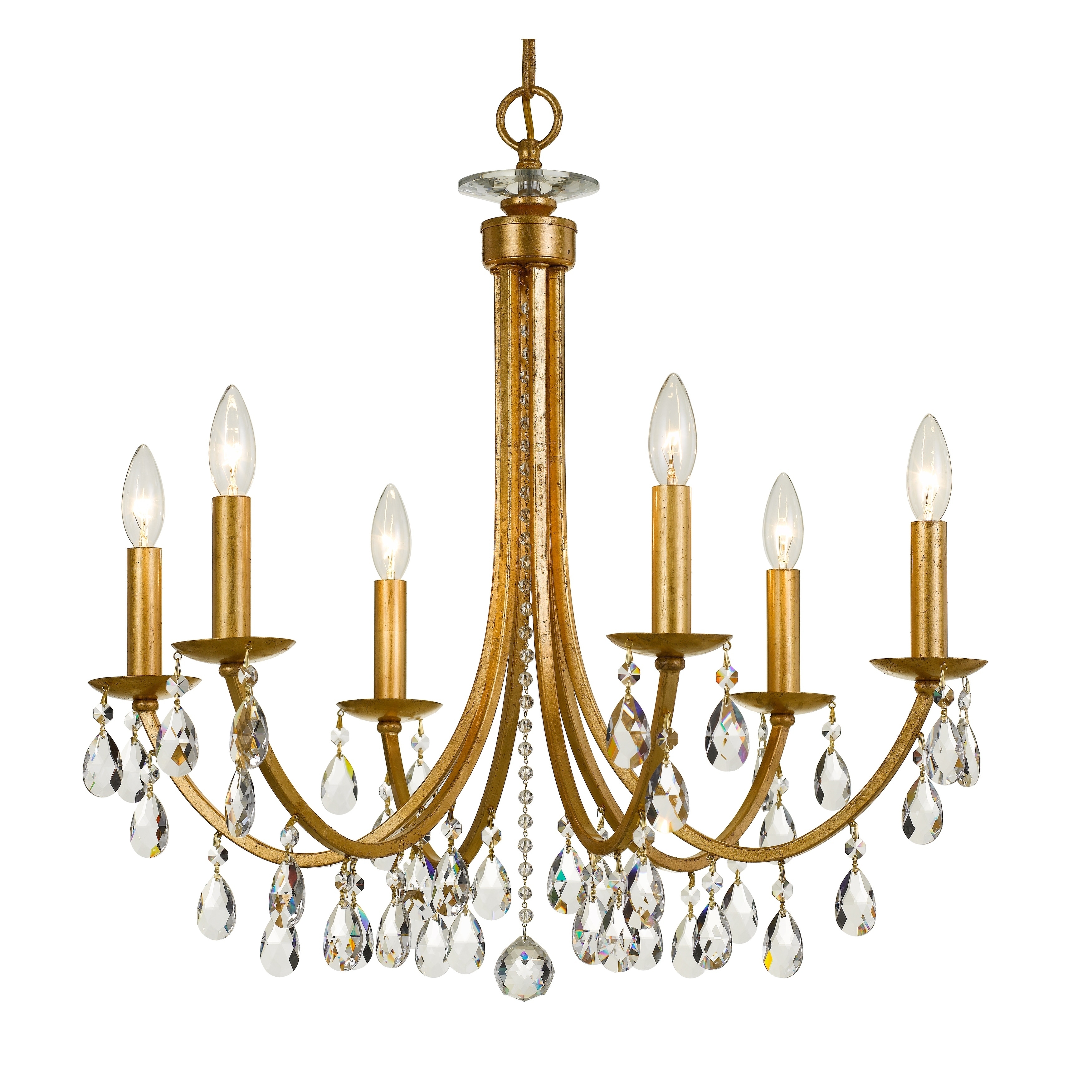 Bridgehampton 6-light Antique Gold/Crystal Chandelier - Chandeliers For Bedrooms by Overstock.com