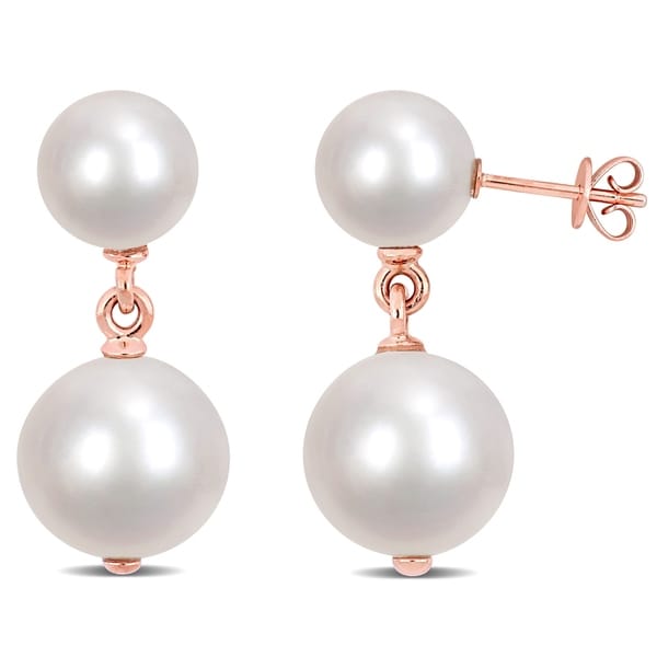 Miadora 14k Rose Gold South Sea Cultured Pearl Earrings (10-15 MM). Opens flyout.