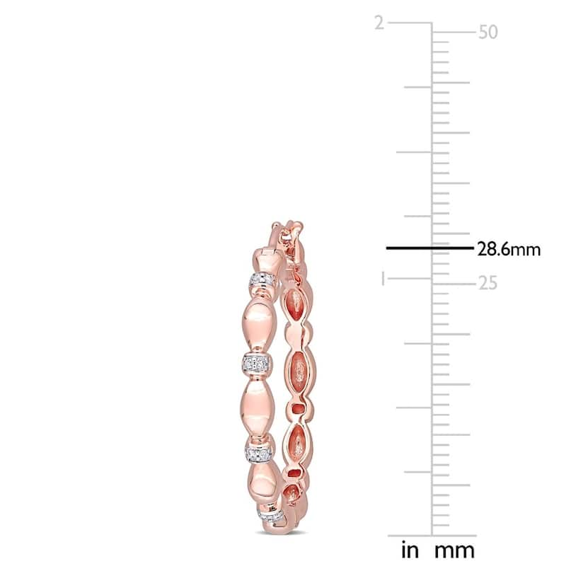 Miadora 10k Rose Gold 1/10ct TDW Diamond Quilted Hoop Earrings