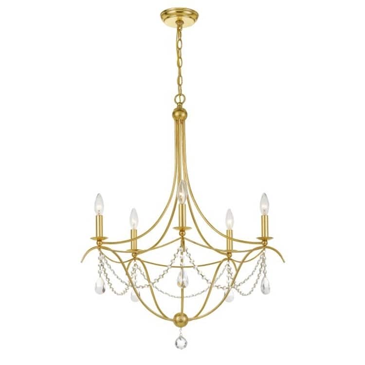 Metro 5-light Antique Gold/ Crystal Chandelier - Antique Gold