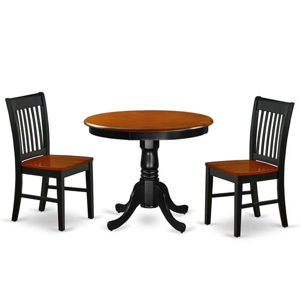 Shop Round 36 Inch Table and Wood Seat Chairs Kitchen Set in Black and