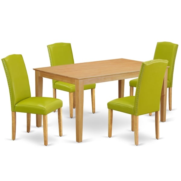 Rectangle 60 Inch Table and Parson Chairs in Autumn Green PU Leather (Number of Chairs Option)