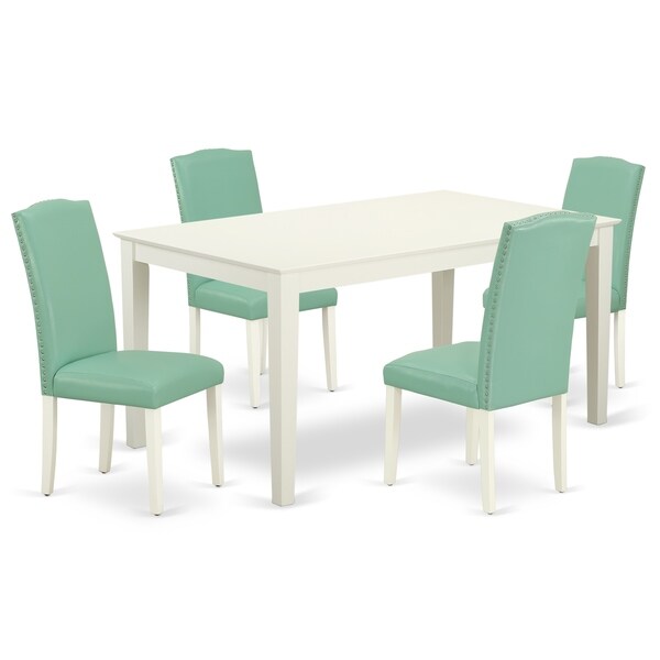 Rectangle 60 Inch Table and Parson Chairs in Pond PU Leather (Number of Chairs Option)