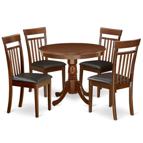 Round 36 Inch Table And Faux Leather Seat Chairs Kitchen Set Faux Leather Seat Chairs Kitchen