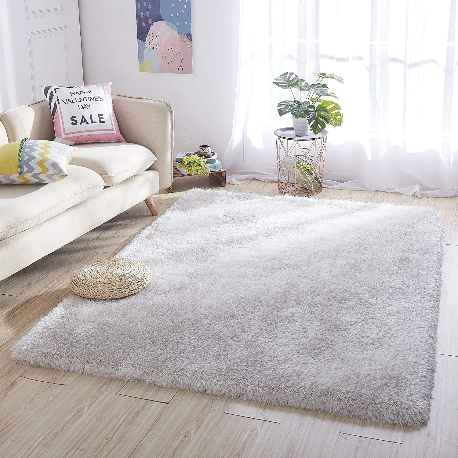 Large Shaggy Floor Rugs Carpet Plain Soft Area Mat 5cm Thick Pile Home Decor 