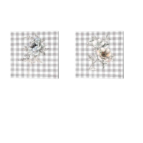 Danhui Nai 'Sketchbook Garden Checker B' Canvas Art (Set of 2)