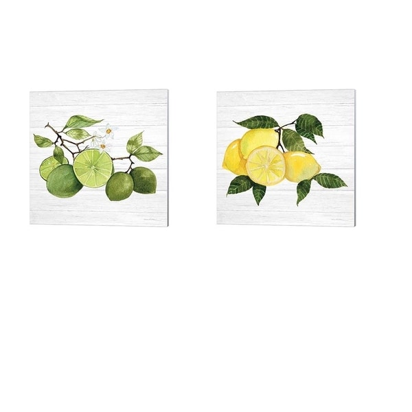 Kathleen Parr McKenna 'Citrus Garden Shiplap A' Canvas Art (Set of 2)