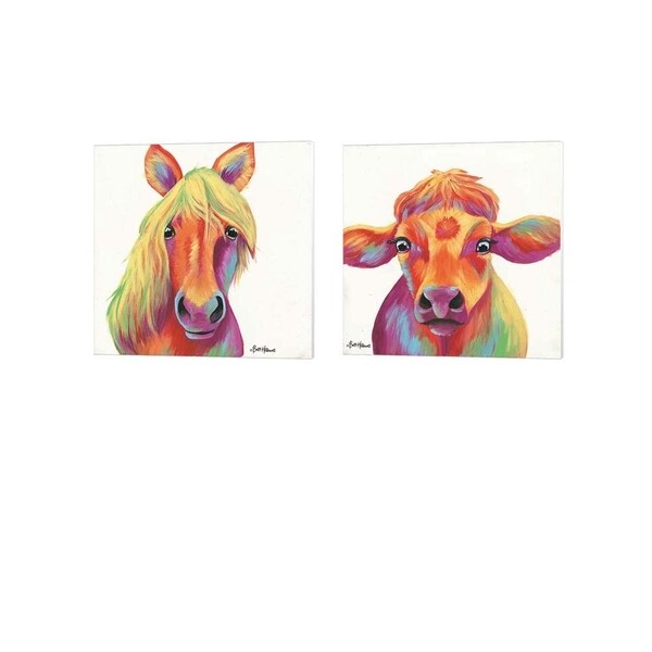 Britt Hallowell 'Cheery Horse & Cow' Canvas Art (Set of 2)