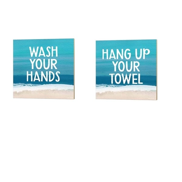 Linda Woods 'Wash Your Hands & Hang Up Your Towel' Canvas Art (Set of 2)