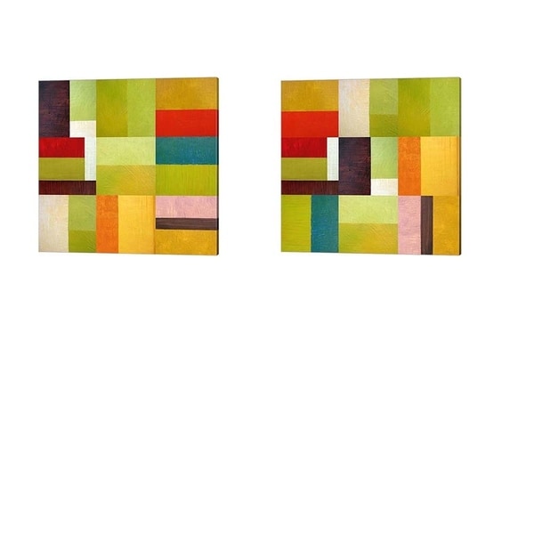 Michelle Calkins 'Color Study Abstract' Canvas Art (Set of 2)