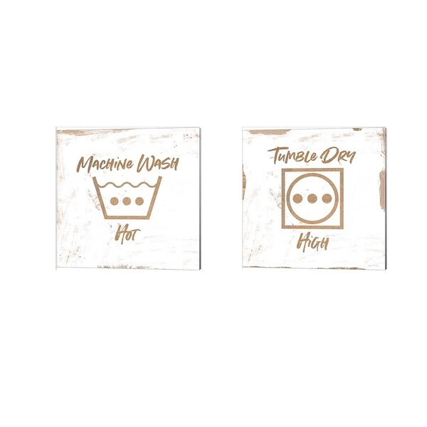 Linda Woods 'Machine Wash - Hot & Tumble Dry - High' Canvas Art (Set of 2)