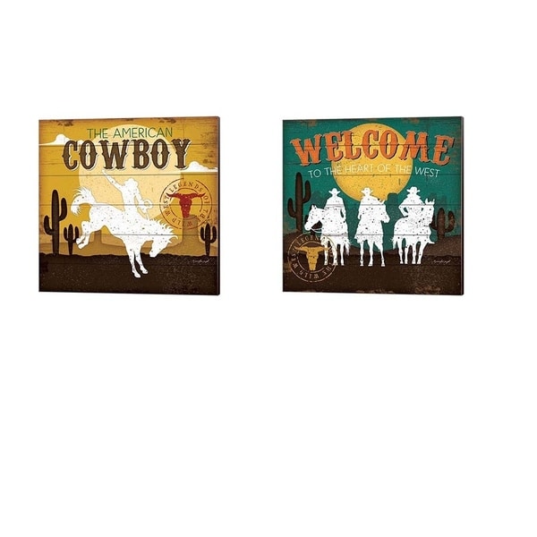 Jennifer Pugh 'The American Cowboy & Welcome to the Heart of the West' Canvas Art (Set of 2)